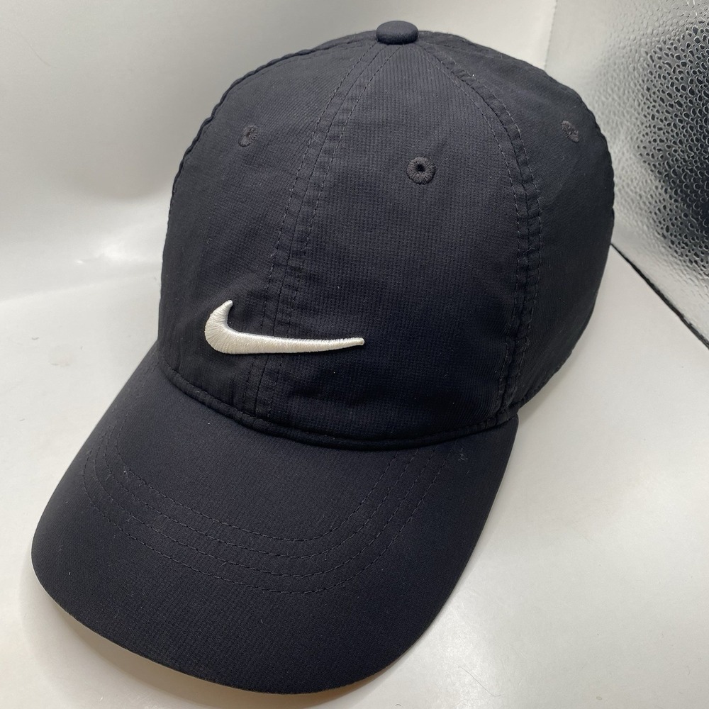NIKE Hat Legacy91 Black Drifit Running Golf Tennis Adjustable Strapback Cleaned